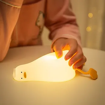 Led Çocuk Gece Lambası Ördek Yavrusu Şarj Edilebilir lamba USB Silikon Yumuşacık Uyku Yatak Odası Masaüstü dekor lambası Çocuk Tatil Hediye