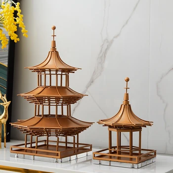 Çin Tarzı Zen Altın Pavilion Oturma Odası Yumuşak Dekorasyon Otel El Sanatları Mobilyalar Giriş Bogu Çerçeve Yapı Kulesi