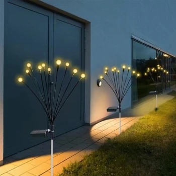 6/8/10/12 Ampuller 73cm Yaratıcı Güneş Enerjili Firefly Lamba su geçirmez LED ışık topları Açık bahçe dekorasyonu Bahçe çim lambası