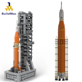 BuildMoc Uzay Fırlatma Sistemi SLS Roket Yapı Taşları Set 1: 110 Saturn V Ölçekli Araç Tuğla Oyuncaklar Çocuk Noel Hediyeleri