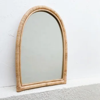 Iskandinav Rattan Dekoratif Aynalar Vintage Makyaj Oturma Odası Dekoratif Aynalar Büyük Banyo Woonkamer Dekoratif Dekor WZ50DM
