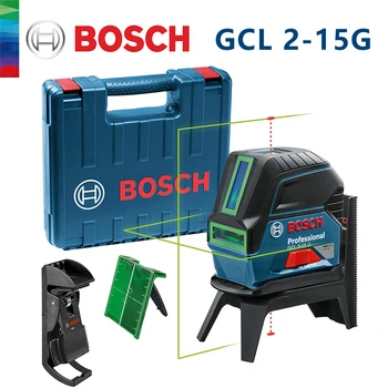 Bosch çapraz çizgi lazer GCL 2-15G Lazer Seviyesi Yüksek Hassasiyetli yeşil ışık İki satır İki Nokta Kendinden tesviye Açık Kapalı