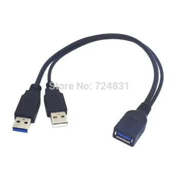 CYSM Xiwai USB 3.0 Dişi Çift USB Erkek Ekstra Güç Veri Y Uzatma Kablosu için Yüksek Kalite 2.5 