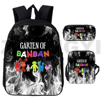 3D Baskılı Garten of BanBan 2 Oyun Sırt Çantası Çocuk Okul Sırt çantası 3 Adet/takım Kadınlar için Crossbody Çanta Bilgisayar Laptop Sırt Çantası