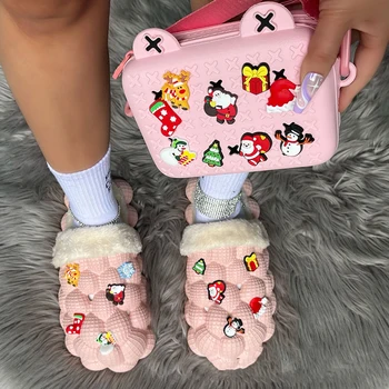 Yeni Tasarımcı Lüks Kız Terlik Yüksek Kaliteli Kabarcık Sandalet Sevimli DIY Kolye Çanta Moda Tatil Düz Slaytlar çanta seti