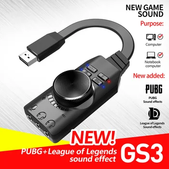 GS3 Sanal 7.1 Kanal Ses Kartı Dönüştürücü Adaptör Harici USB Ses 3.5 mm Kulaklık Stereo Adaptörü için Mic Hoparlör Dizüstü Bilgisayar