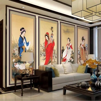 wellyu Özel fotoğraf duvar kağıdı 3d klasik dört güzel Çin oturma odası TV zemin duvar resmi papel d parede 3d duvar kağıdı