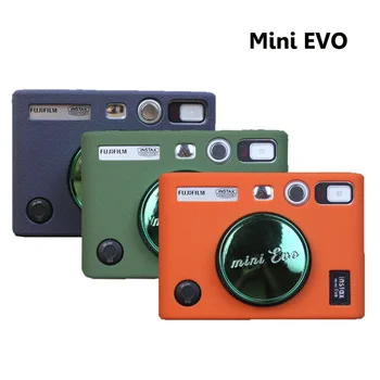 Silikon kılıf Fujifilm Instax Mini EVO için Toz Geçirmez Anında kamera kılıfı Temperli Cam Ekran Koruyucu Lens Kapağı Mini EVO için