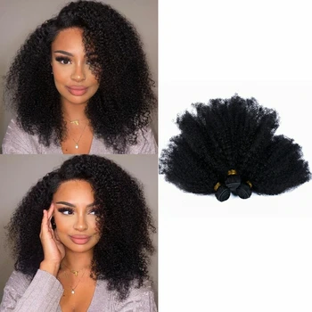 Luxediva Moğol Afro Kinky Kıvırcık Saç Demetleri 1/3/4 Demetleri Remy Doğal Renk 4B 4C insan saçı postiş Siyah Kadınlar İçin