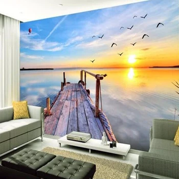 beibehang Özel 3D Fotoğraf Duvar Kağıdı 3D Doğa Manzara Deniz Manzaralı Büyük duvar tablosu Duvar Süslemeleri Yatak Odası Modern Duvar Kağıdı