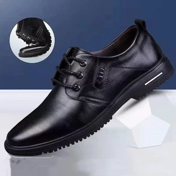 Erkekler Lüks İş Oxford deri ayakkabı Nefes Resmi Elbise Ayakkabı Erkek Ofis Düğün Daireler lastik ayakkabı Mokasen Homme