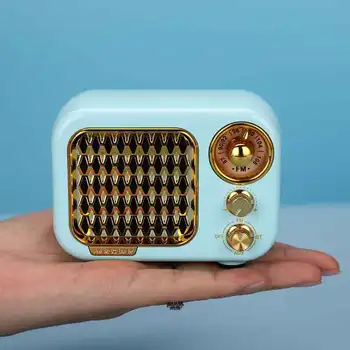 Taşınabilir Vintage Stereo FM Radyo SD TF Mini MP3 Çalar Klasik Retro Radyo ile bluetooth hoparlör Dahili Pil Şarj Edilebilir