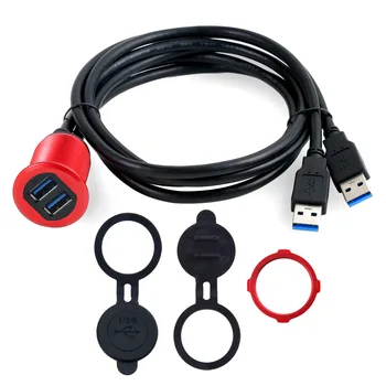 Çift bağlantı noktalı USB3.0 metal su geçirmez tel gösterge ışığı ile veri kablosu araba vapur motosiklet pano paneli