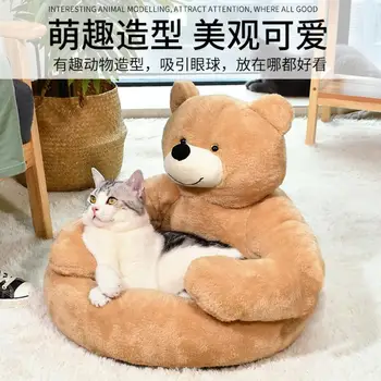 Sevimli Ayı Kucaklama Kedi serme yatak Peluş Büyük Yavru Köpekler Yastık Kanepe Konfor Pet Malzemeleri Küçük Orta Büyük Kediler için