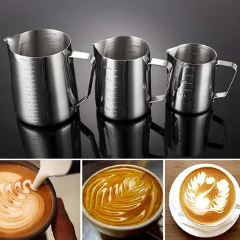 350/600/1000ML Paslanmaz Çelik DIY Kahve Aracı Pot Süt Köpüğü Zanaat Sürahi Fincan Kahve Aşındırma Silindir Süt Köpüğü Fincan cezve