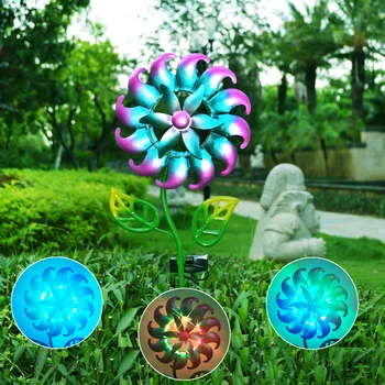 Güneş enerjili açık fırıldak lamba renkli rüzgar Spinners ışıkları açık bahçe avlu dekor fırıldak gece lambası çim lambası