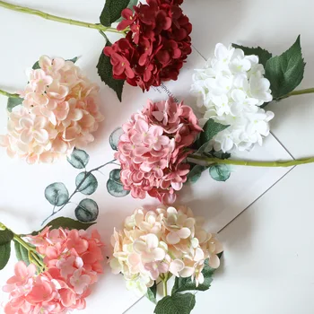 Renkli Yapay Çiçek Ortanca Şube Düğün Dekorasyon Ev Sonbahar İpek Plastik Çiçek Yüksek Kalite DIY