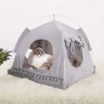 Açık Katlanır Köpek Küçük Mikrofiber Yıkanabilir Yavru Taşınabilir Çıkarılabilir Yastık Kedi Mağara Çadır Yatak