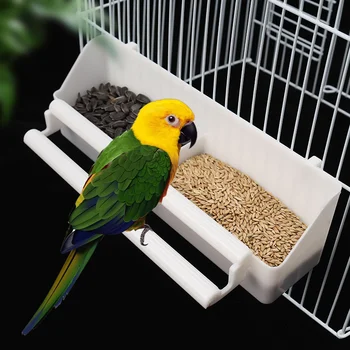 Kuş Papağan mama besleyici Plastik Asılı Kafes Besleme Fincan Parakeet Besleyici Kutusu evcil hayvan kafesi Plastik Büyük Kapasiteli Gıda Kabı