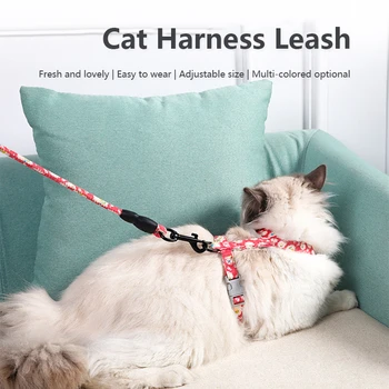 Sevimli Kedi çekme halatı Japon Tarzı Çiçek Kedi göğüs kemeri Ayarlanabilir Pet Kedi Tasma Kedi Yaka Koşum Tasma Kedi Yavrusu İçin