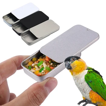 Kuş Eğitim gıda kavanozu Papağan El Besleyici Kuş IQ Büyüme Eğitim Araçları İnteraktif Oyuncaklar Mini Demir Tankı Kuş Besleme