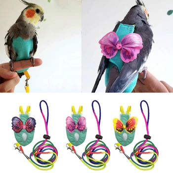Pet Eğitim Malzemeleri Anti-bite Koşum Tasma ve Güzel Yelek Papağanlar için Renkli Yelek + Halat Güvercinler için