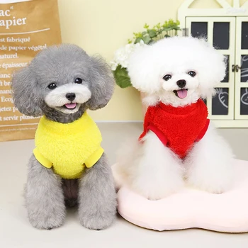 Düz Renk Polar Pet Köpek Giysileri Kış Sıcak Köpek Yelek Rahat Şık Köpek Kazak Pet Malzemeleri Chihuahua Yorkie Oyuncak