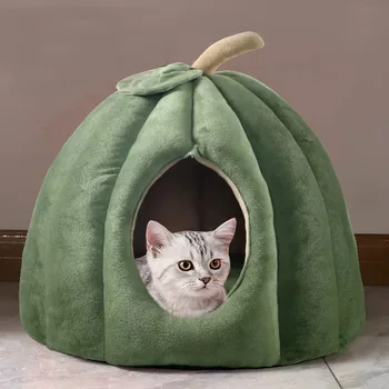 Kedi Kulübesi Kış Sıcak Tamamen Kapalı Rahat Uyku Evi Kabak Kedi Yuva Pet Yatak Malzemeleri