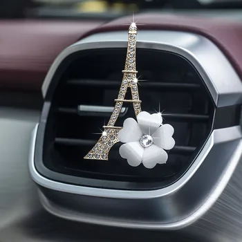 Yeni rhinestone kulesi çiçek araba hava çıkış parfüm klip dekorasyon araba parfüm aromaterapi araba iç dekorasyon