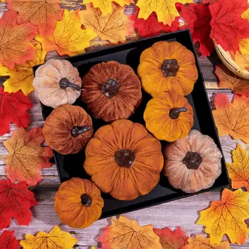 Sonbahar Hasat Süslemeleri Kadife Köpük Kabak Yeniden Kullanılabilir Sonbahar Hasat Süslemeleri Şükran Günü Cadılar Bayramı Pazen Kabak