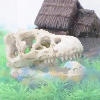 Reçine Dinozor Kafatası Pet Akvaryum balık tankı Peyzaj Simülasyon Kafa Kemik Teraryum Sürüngen Dekorasyon Süs