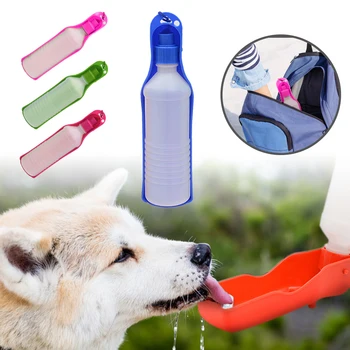 250/500ML Köpek Su Şişesi Katlanır Tiryakisi Plastik Taşınabilir Su Şişesi Evcil Açık Seyahat İçme Suyu Besleyici Kase köpekler için