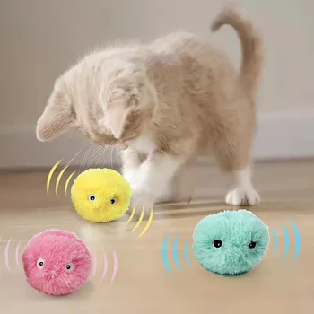 Akıllı Kedi Oyuncak İnteraktif Top Peluş Elektrikli Catnip Eğitim Oyuncak Yavru Dokunmatik Sondaj ev hayvanı ürünü Gıcırtı Oyuncak Top Kedi Kaynağı