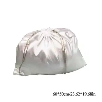 Büyük Ipek Saten İpli Bakım Çantası 5 Boyutları Depolama Toz Geçirmez paket ambalaj Beyaz Kullanımlık Çuval Çanta Ayakkabı Seyahat Çantası