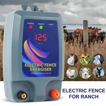 10KM Elektrikli Çoban Sığır Hayvanlar için Çiftlik Elektrikli Çit Energizer Hayvancılık LCD panel Şarj Cihazı Yüksek Gerilim Darbe Kontrolü