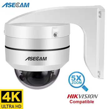 Hikvision Uyumlu 8MP 4K PTZ IP Kamera Açık Dome Onvif PoE 5X Optik Zoom CCTV Ses AI Otomatik İzleme Gözetim Kamera