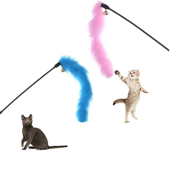 1 Adet Pet İnteraktif Oyuncak Renkli Türkiye Tüyler Tease Kedi Sopa Kedi Yavru Köpek Oyun Oyuncak Ev Pet Malzemeleri Rastgele Renk