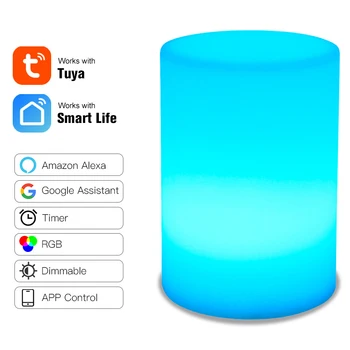 Tuya Wifi Akıllı Gece Lambası MP APP Ses Kontrolü RGB LED Masa Lambası Kahve Bar Parti Masa lambası Alexa İle Çalışmak Google Ev / Echo