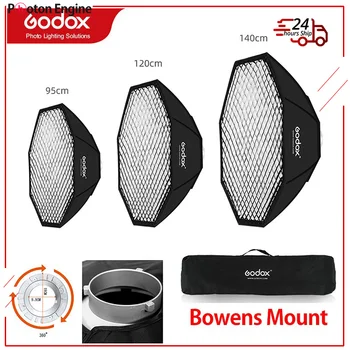 Godox softbox 95 cm 120 cm 140 cm Sekizgen Petek ızgara Softbox yumuşak kutu için Bowens Dağı ile Stüdyo Flaş