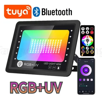 10 ADET 30W 60W 100W Tuya UV Siyah Projektör RGB+UV APP Akıllı projektör Bluetooth Uzaktan Kumanda Gece Lambası Parti için