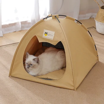 Taşınabilir Pet Kedi Çadır Ev Çıkarılabilir Yıkanabilir Kedi Yatak Pet Kedi Köpek Derin Uyku Sıcak Teepee Rahat Kapalı Pet Çadır Pet Mat