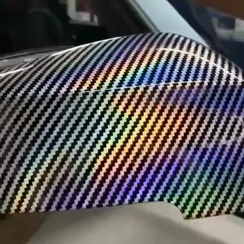Lazer Holografik Karbon Fiber Vinil Levha Araba Sarma Filmi Kendinden Yapışkanlı Etiket Çıkartması DIY İç