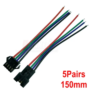5 çift JST SM 4 Pin/kafa Erkek Dişi Fiş/Tel Hızlı Bağlantı RGB LED Şerit, 4pin konektörü