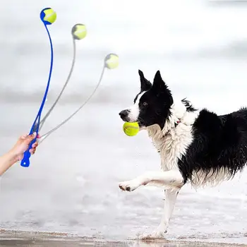 Pet Savurma Cue ve Köpek Eğitim Oyuncak Top Savurma Topu Başlatıcısı Köpek Açık Komik Eğitim Köpek Molar Oyuncak Top