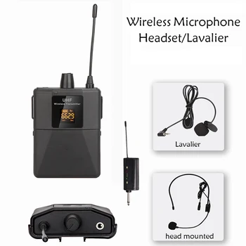 UHF Kablosuz Kulaklık Mikrofon Verici Alıcı ile LED dijital ekran Bodypack Verici Performans için Pil yok