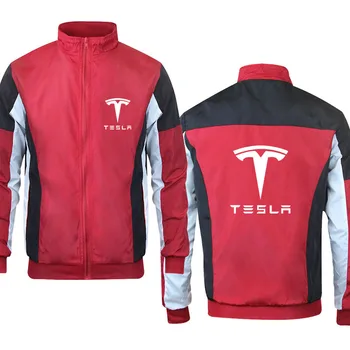 2023 Yeni Sonbahar üst Tesla Erkekler araba logosu baskı Marka Açık Ceket Ceket Erkekler Sonbahar Moda Lokomotif tarzı Beyzbol Ceket üst