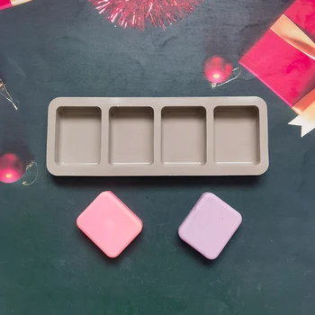 Yeni 4 Izgaraları Dikdörtgen Silikon Sabun Kalıpları DIY çikolatalı mus Kek Bakeware Dondurma Kalıp Araçları Doğum Günü Hediyeleri
