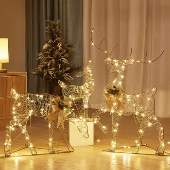 Noel ren geyiği ışıklı geyik aile dekorasyon, Kapalı ve açık, tahsil figürler, Yard sanat, Şenlikli tatil