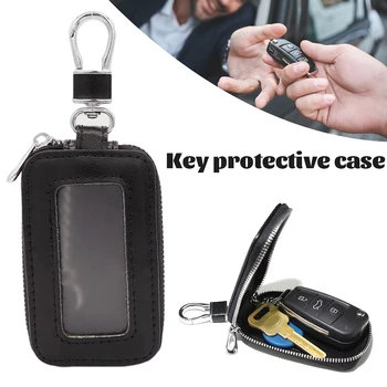 Şık fermuarlı araba anahtar çantası çok amaçlı araba anahtarı koruyucu kapak kadınlar erkekler için