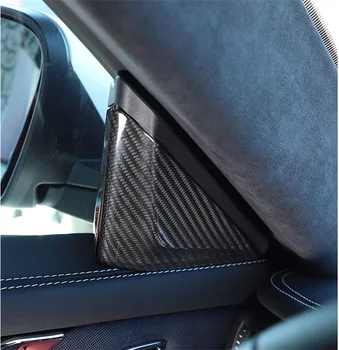 Maserati Ghibli Quattroporte 2014-2022 için Gerçek Karbon Fiber Araba Kapı A-pillar Kapak Trim Hoparlör Kapağı Sticker Aksesuarları